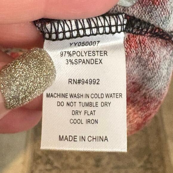 Y2K Floral & Cheetah Print Lace Top Asymmetric Hem  3/4 Sleeve Vintage - Picture 4 of 8